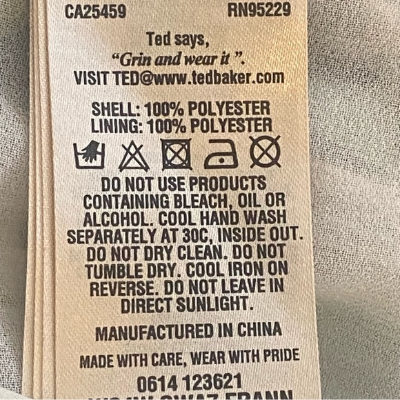 Ted Baker London Chiffon Birds Pullover Blouse Lined Womens Sz 8 - Picture 6 of 6